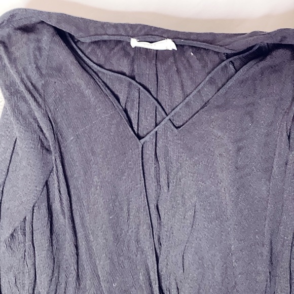 SALE Black Chiffon Open Front Crisscrossed Blouse - Picture 4 of 6